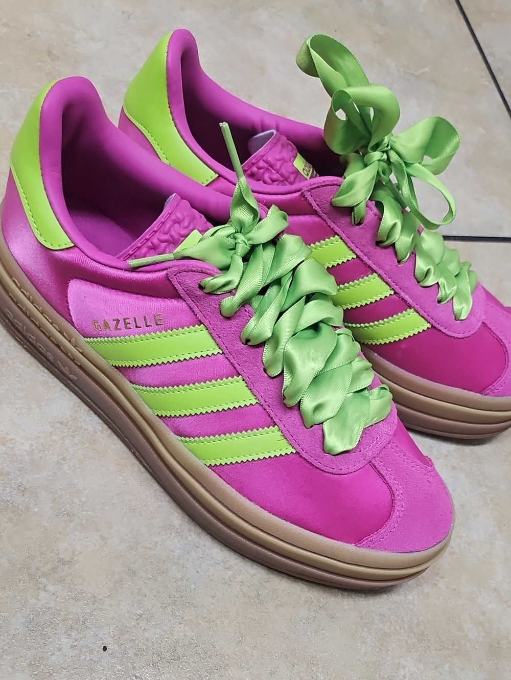 adidas Pink Sneakers with Lime Green Accents